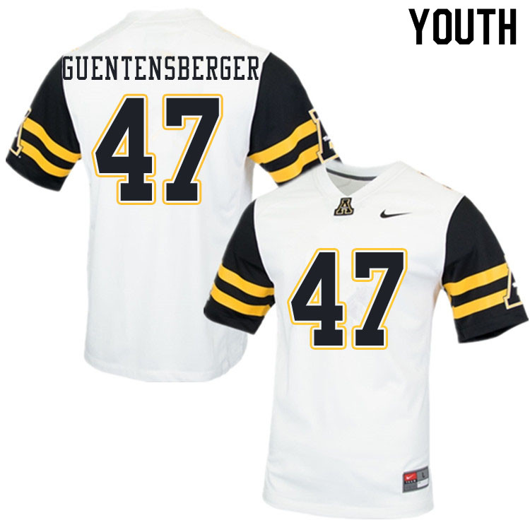Youth #47 Colin Guentensberger Appalachian State Mountaineers College Football Jerseys Sale-White - Click Image to Close